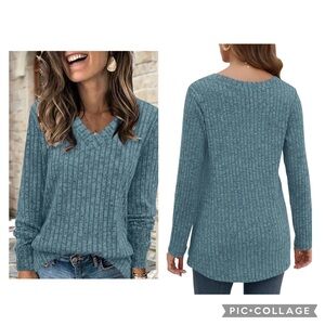 Long Sleeve V-Neck Tunic Sweater NIP Various Sizes